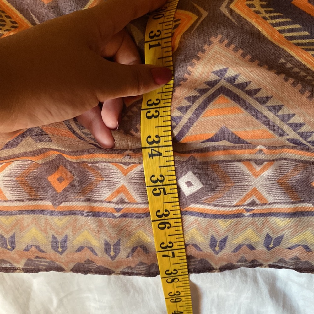 Large Geometric Square Scarf with Tassels!! - Picture 2 of 5